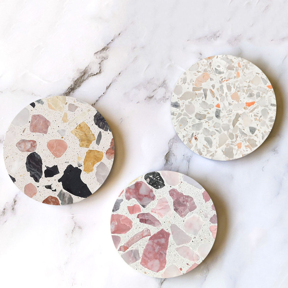 Ceramic Tile Blank - Terrazzo Marble Absorbent Coasters Ceramic Coasters
