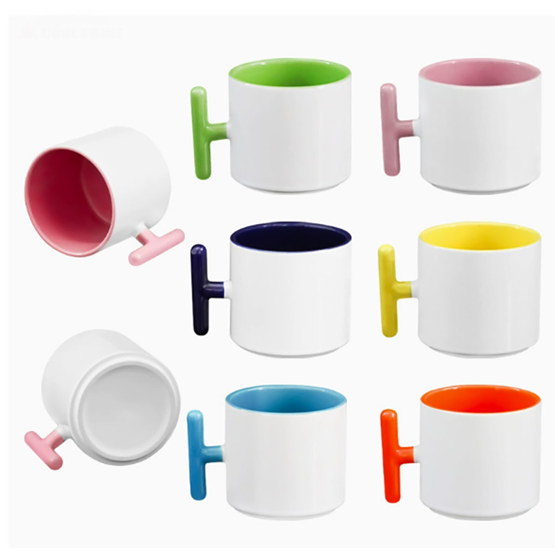 2PCS Creativity T-shaped handl - Sublimation Mug White ulasan dan harga