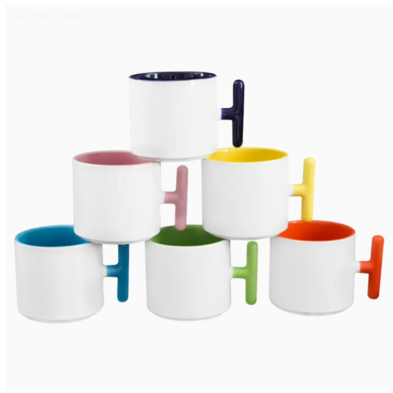 2PCS Creativity T-shaped handl - Sublimation Mug White ulasan dan harga