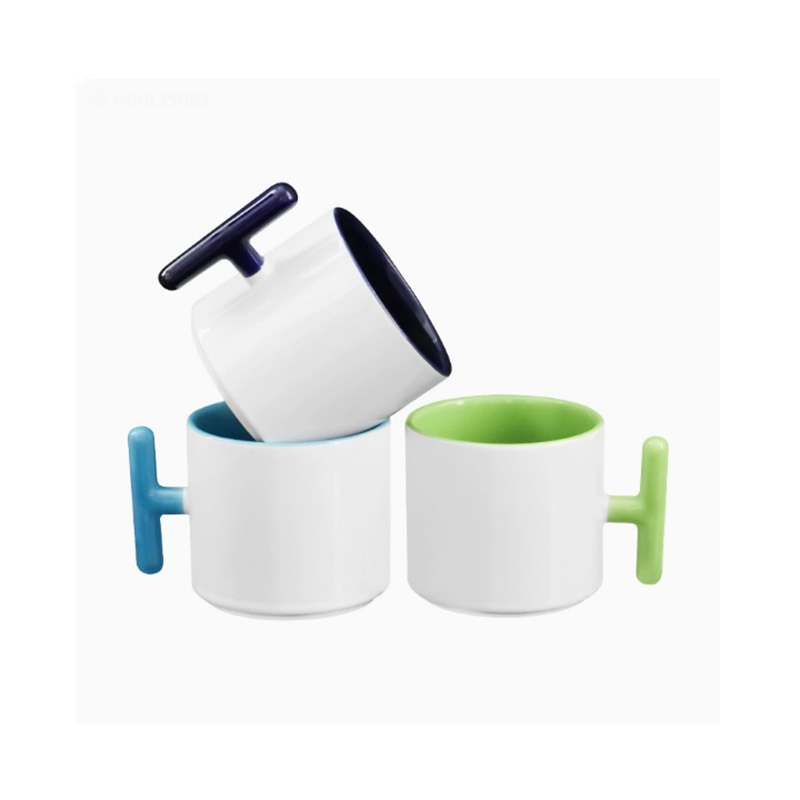 2PCS Creativity T-shaped handl - Sublimation Mug White ulasan dan harga